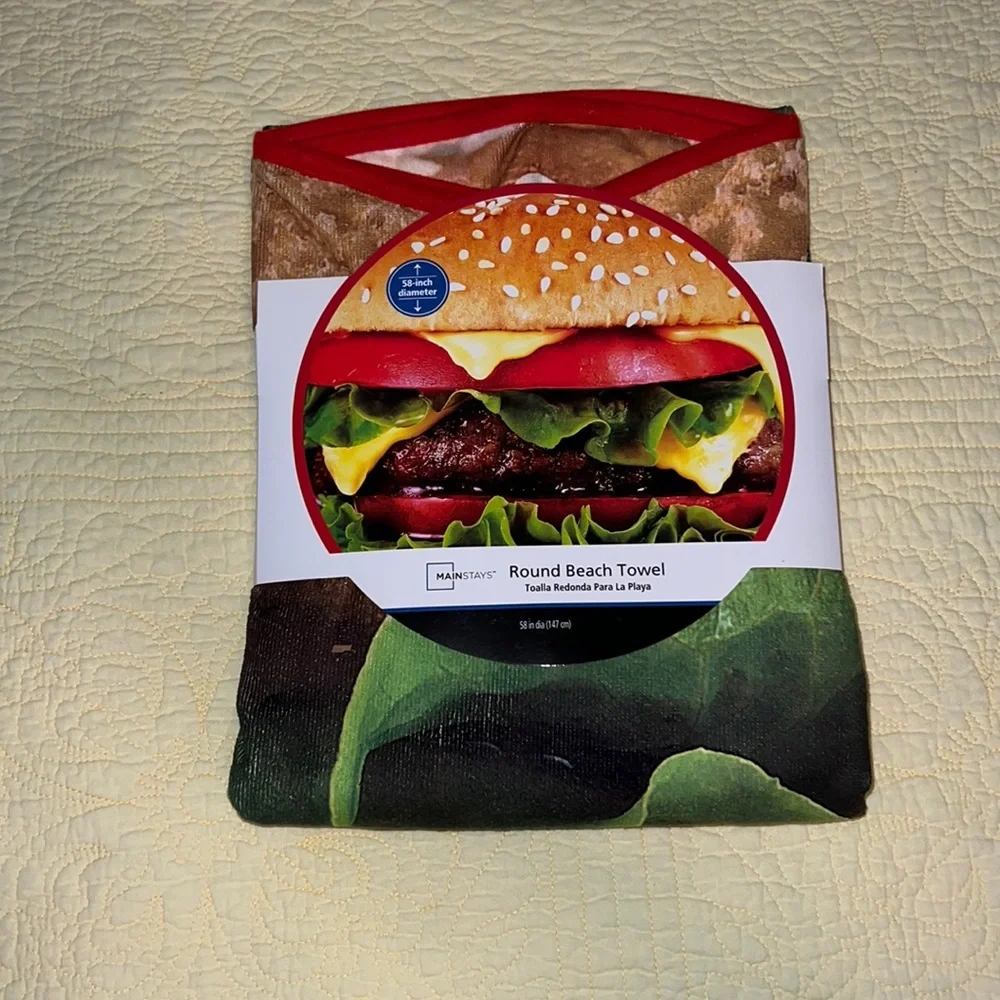 NWT Giant Hamburger Towel